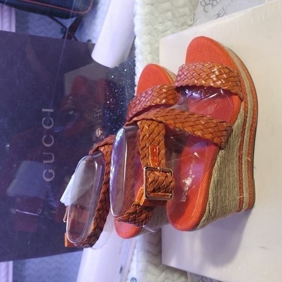 Nwt Bcbg Weave Wedges 7.5m orange - Picture 8 of 10
